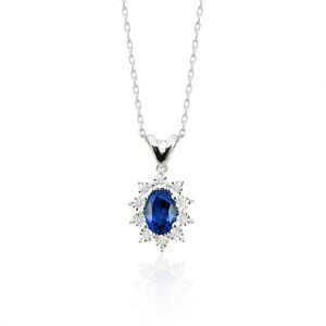 Safir Pırlantalı Kolye