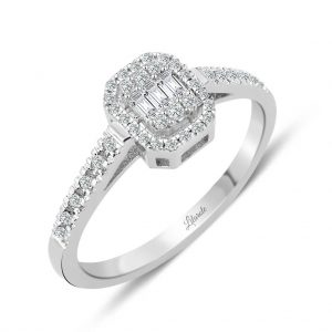 Modern Tasarım 0.20 Ct Baget Kare Tektaş Yüzük
