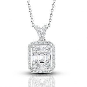 Modern Tasarım 0.50 Ct Baget Kare Tektaş Kolye