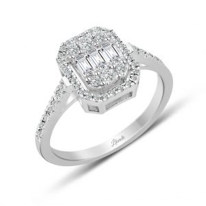Modern Tasarım 0.55 Ct Baget Kare Tektaş Yüzük