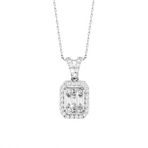 Modern Tasarım 0.32 Ct Baget Kare Tektaş Kolye