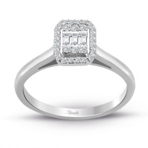 0.20 Ct Baget Kare Tektaş Yüzük Modern Tasarım
