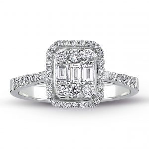 0.60 Ct Modern Tasarım Baget Kare Tektaş Yüzük 18K