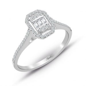 Modern Tasarım 0.25 Ct Baget Kare Tektaş Yüzük