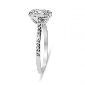 Modern Tasarım 0.25 Ct Baget Kare Tektaş Yüzük