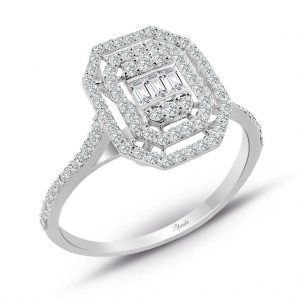 0.45 Ct Modern Tasarım Baget Kare Tektaş Yüzük