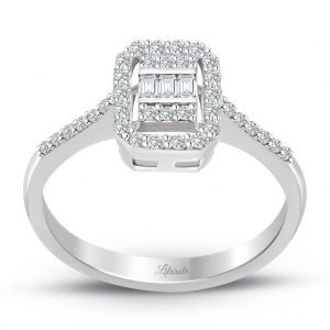 0.35 Ct. Baget Kare Modern Tasarım Tektaş Yüzük