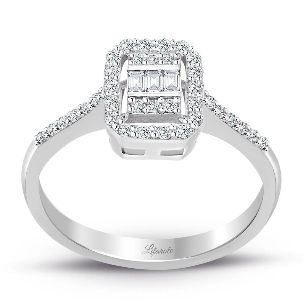 0.35 Ct. Modern Tasarım Baget Kare Tektaş Yüzük
