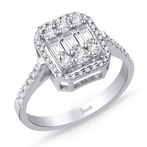 Modern Tasarım 0.80 Ct Baget Kare Tektaş Yüzük