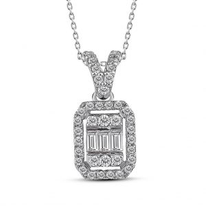 Modern Tasarım 0.20 Ct Baget Kare Tektaş Kolye