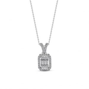 Modern Tasarım 0.20 Ct Baget Kare Tektaş Kolye