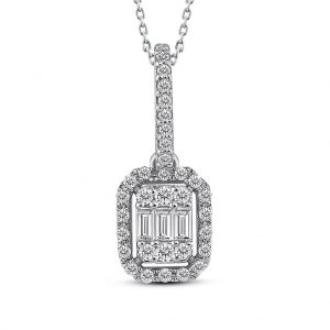 Modern Tasarım 0.25 Ct Baget Kare Tektaş Kolye