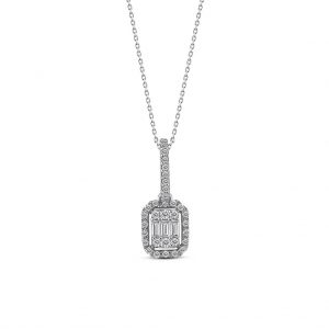 Modern Tasarım 0.25 Ct Baget Kare Tektaş Kolye