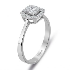 0.25 Ct Modern Tasarım Baget Kare Tektaş Yüzük