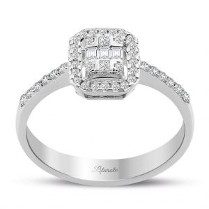 0.30 Ct Modern Tasarım Baget Kare Tektaş Yüzük