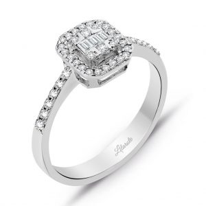 0.30 Ct Modern Tasarım Baget Kare Tektaş Yüzük