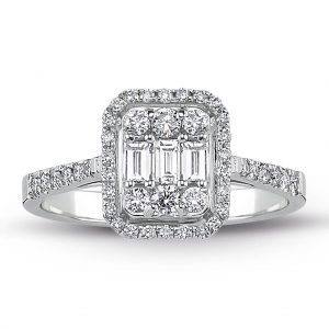 0.60 Ct Modern Tasarım Baget Kare Tektaş Yüzük