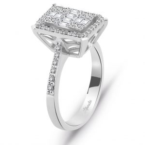 0.80 Ct Modern Tasarım Baget Kare Tektaş Yüzük