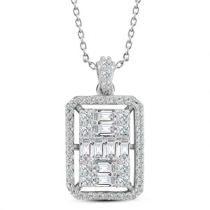 Modern Tasarım 0.55 Ct Baget Kare Tektaş Kolye