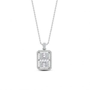 Modern Tasarım 0.55 Ct Baget Kare Tektaş Kolye