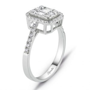 0.60 Ct Modern Tasarım Baget Kare Tektaş Yüzük