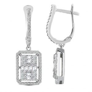 Modern Tasarım 1.22 Ct Baget Kare Tektaş Küpe