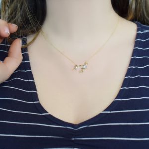Anne Kız Çocuk Taşlı Altın Kolye Anneler Günü