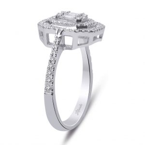 0.60 Ct Çift Sıra Baget Kare Tektaş Yüzük