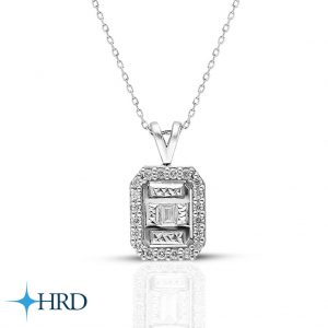 0.10 Ct Modern Tasarım  Baget Kare Tektaş Kolye