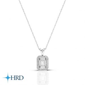 0.10 Ct Modern Tasarım  Baget Kare Tektaş Kolye