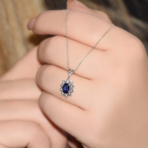 1.15 Ct Safir Pırlanta Kolye