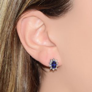 2.47 Ct Safir Pırlanta Küpe