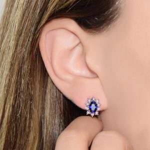 2.47 Ct Safir Pırlanta Küpe