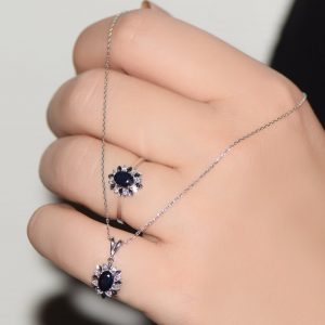 Safir Pırlanta Kolye