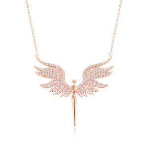 Pırlantalı Rose Mikail Melek Kolye