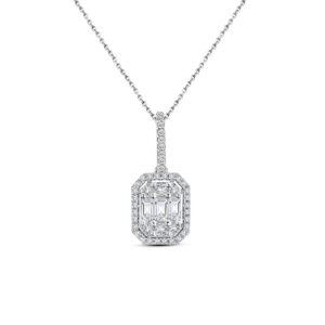 Modern Tasarım 0.75 Ct Baget Kare Tektaş Kolye
