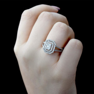 0.75 Ct Modern Tasarım Baget Kare Tektaş Yüzük