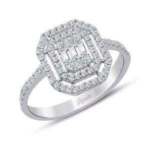 0.40 Ct Çift Sıra Baget Kare Tektaş Yüzük