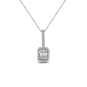 Modern Tasarım 0.22 Ct Baget Kare Tektaş Kolye