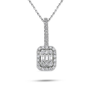 Modern Tasarım 0.21 Ct Baget Kare Tektaş Kolye