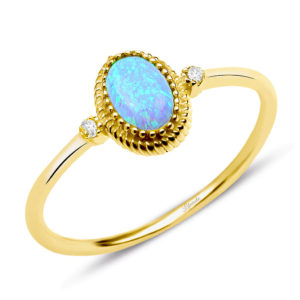 Mavi Opal Taşlı Oval Trend Yüzük