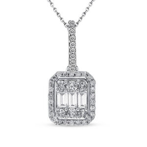 Modern Tasarım 0.60 Ct Baget Kare Tektaş Kolye 18 K