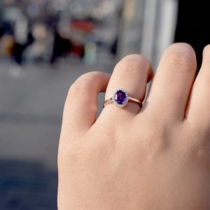 Pırlanta Ametist Taşlı Yüzük 18 K