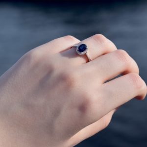 Pırlanta Safir Taşlı Yüzük