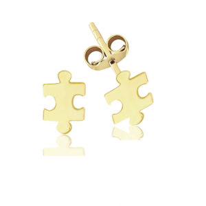 Altın Taşsız Puzzle Küpe
