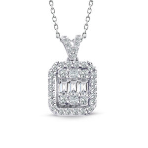 Modern Tasarım 0.45 Ct Baget Kare Tektaş Kolye