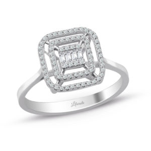 0.25 Ct. Modern Tasarım Çift Sıra Baget Pırlanta Yüzük