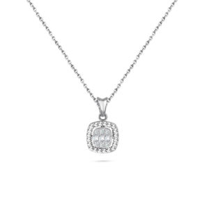 Modern Tasarım 0.08 Ct Baget Kare Tektaş Kolye