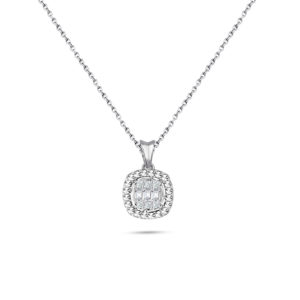 Modern Tasarım 0.12 Ct Baget Kare Tektaş Kolye