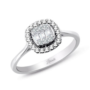 Modern Tasarım 0.12 Ct Baget Kare Tektaş Yüzük